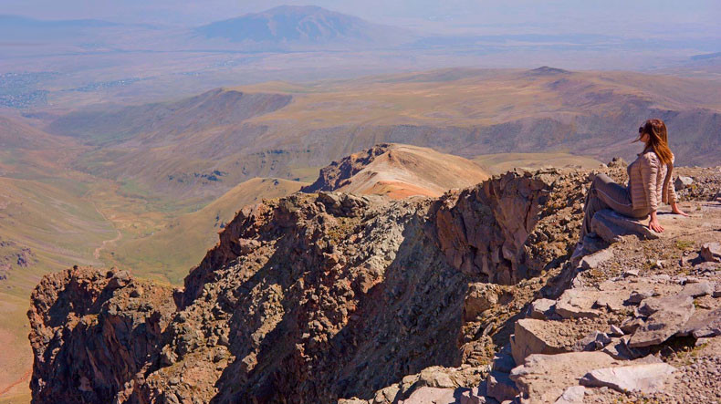 Climbing mount Aragats